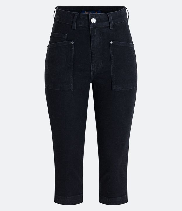 Calça Capri Jeans com Bolso Sobreposto Preto 5