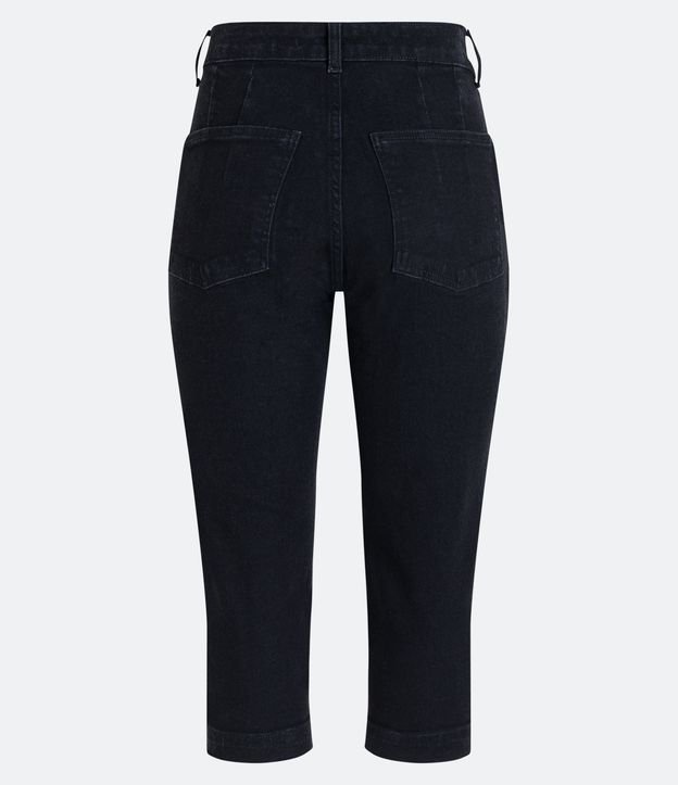 Calça Capri Jeans com Bolso Sobreposto Preto 6