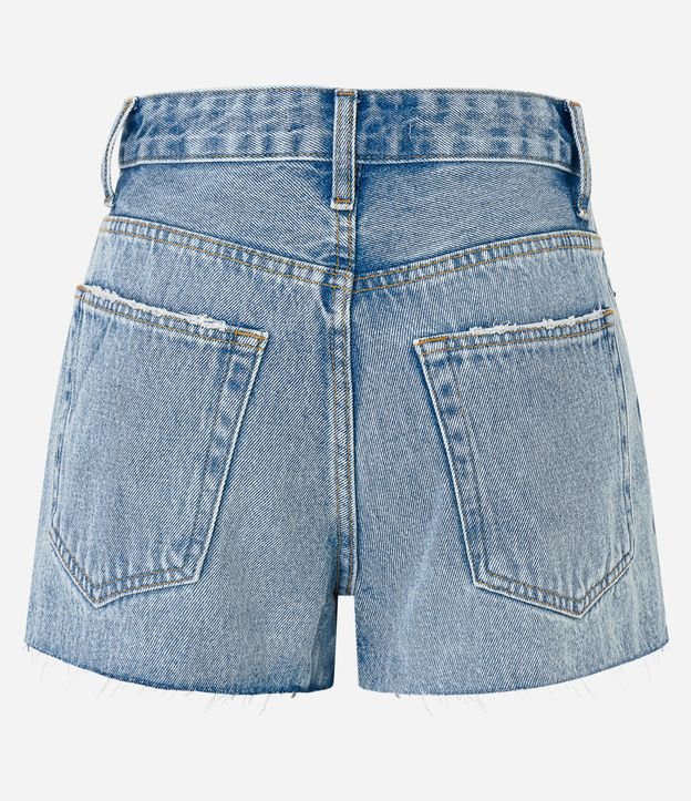 Short Saia em Jeans com Puídos e Barra com Corte a Fio Azul 6