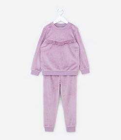 Conjunto Infantil em Plush com Glitter e Babado - Tam 1 a 5 Anos