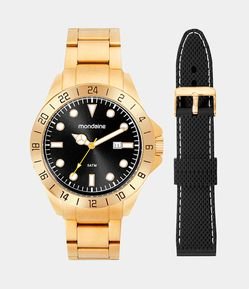 Kit Relógio Mondaine Analógico com Pulseira e Caixa em Metal 99647GPMVDE2KA