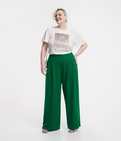 Calça Pantalona em Crepe com Lastex nas Costas Curve & Plus Size