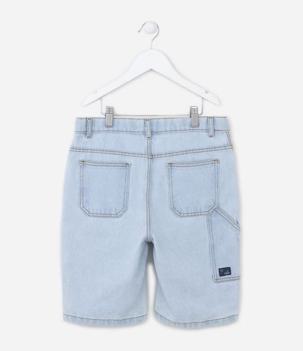 Bermuda Carpenter Infantil Jeans com Bolso Lateral e Etiquetinha - Tam 5 a 14 Anos Azul Claro 2
