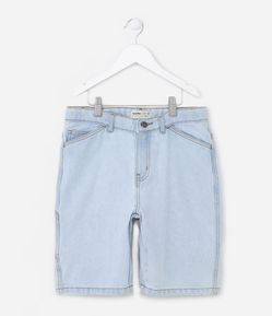 Bermuda Carpenter Infantil Jeans com Bolso Lateral e Etiquetinha - Tam 5 a 14 Anos