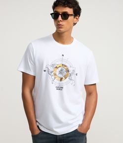 Camiseta Comfort em Algodão com Estampa Bússola Explore World