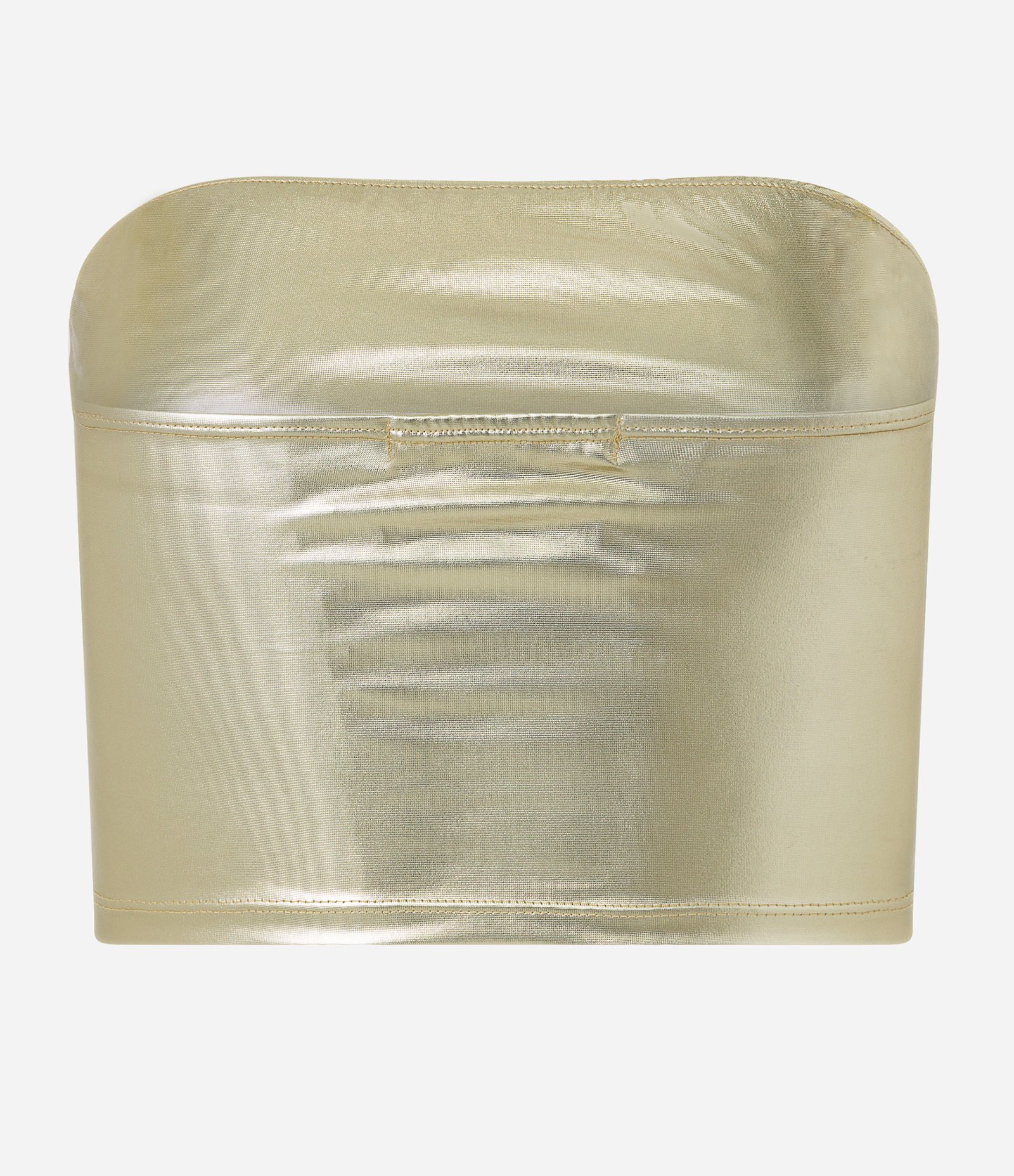 Blusa Cropped Metalizada sem Alça Dourado 2