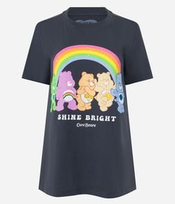 Camiseta Alongada em Meia Malha com Estampa Ursinhos Carinhosos