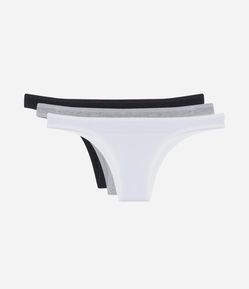 Kit 03 Calcinhas Tanga em Algodão com Lateral Média DelCotton