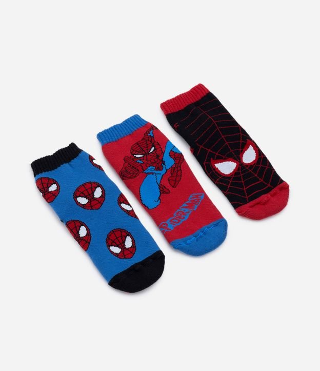 Kit 03 Meias Infantis Atoalhadas com Estampa do Homem Aranha - Tam 19 a 34