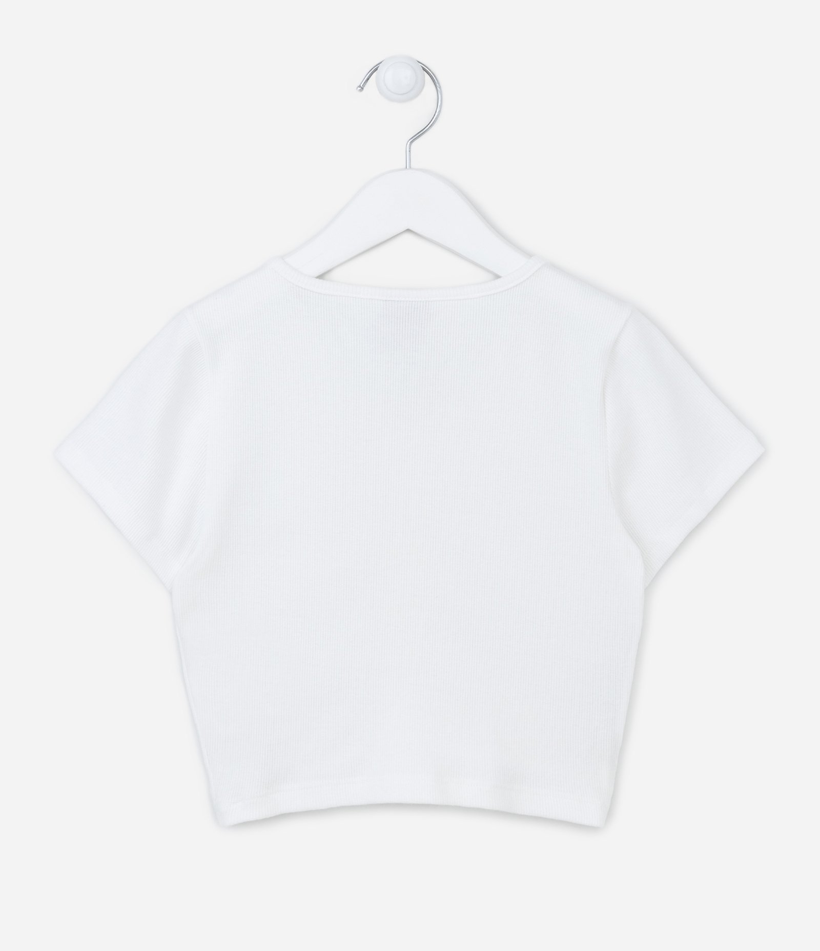 Blusa Cropped Infantil com Franzidinho Frontal - Tam 5 a 14 Anos Branco 2