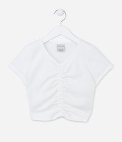 Blusa Cropped Infantil com Franzidinho Frontal - Tam 5 a 14 Anos