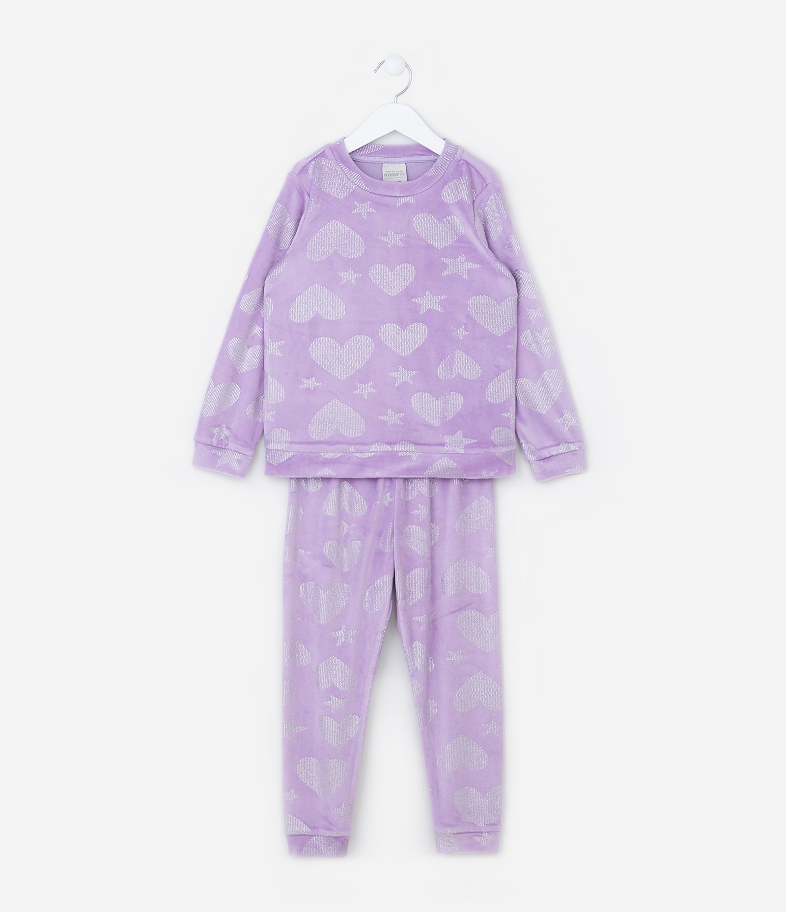 Pijama Longo Infantil Quentinho com Brilhos - Tam 2 a 14 Anos Lilás 1