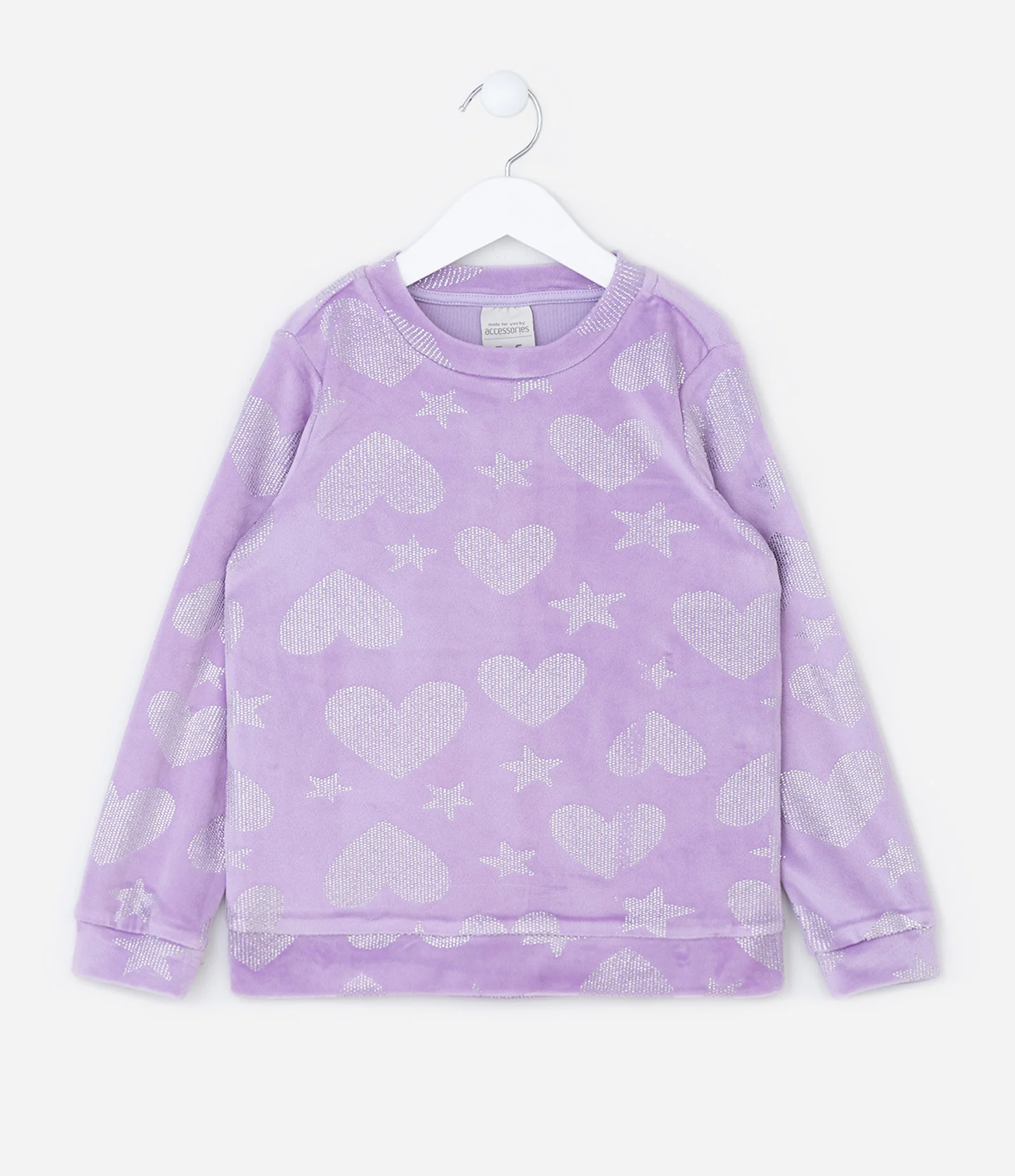 Pijama Longo Infantil Quentinho com Brilhos - Tam 2 a 14 Anos Lilás 2