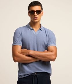 Camiseta Polo Comfort em Algodao Texturizado com Manga Curta