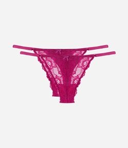 Kit 02 Calcinhas String Fio em Renda Floral com Lateral Regulável