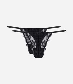 Kit 02 Calcinhas String Fio em Renda com Lateral Regulável