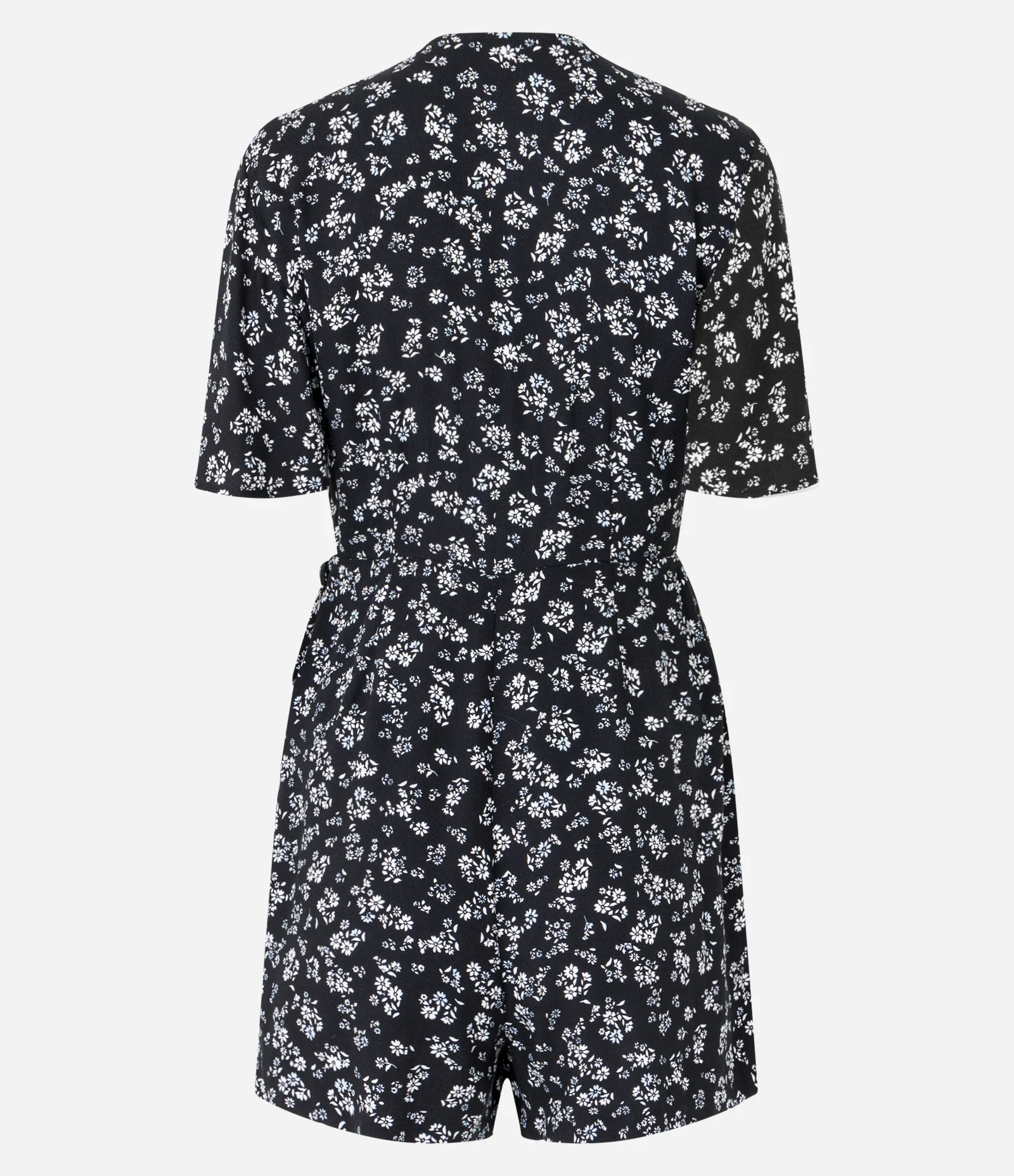 Macaquinho em Viscose Floral Liberty com Decote Transpassado Preto 2