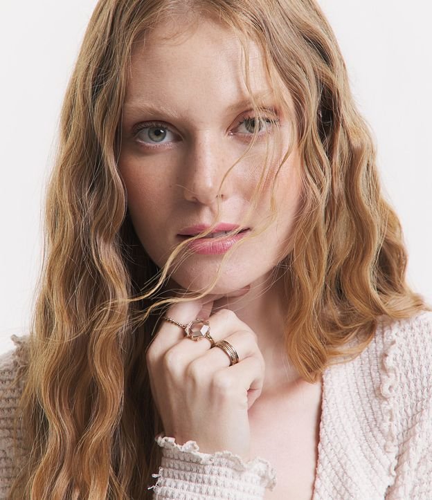 Kit 03 Anéis em Metal com Resina e Texturizados