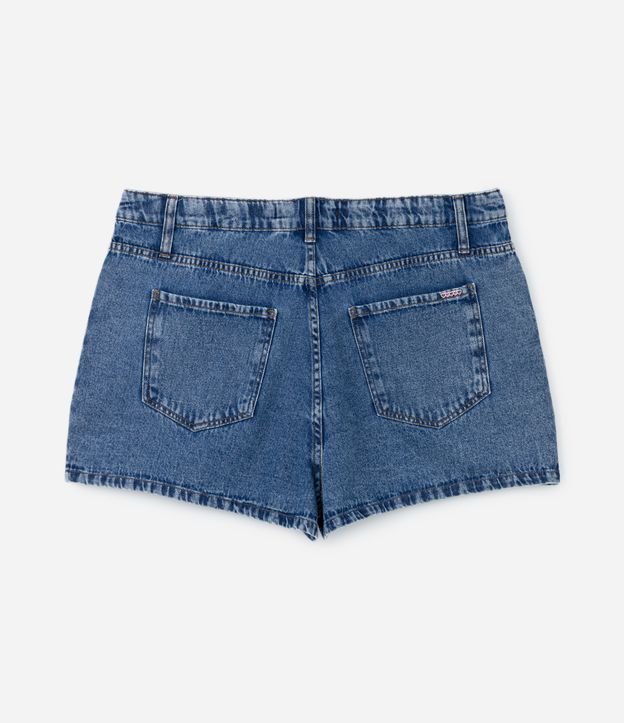 Short Mom Jeans com Aplicação de Strass na Parte Frontal Curve & Plus Size Azul 8