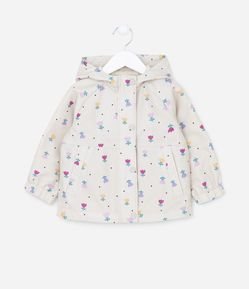 Jaqueta Quebra-Vento Infantil com Capuz e Estampa de Florzinhas - Tam 1 a 5 anos