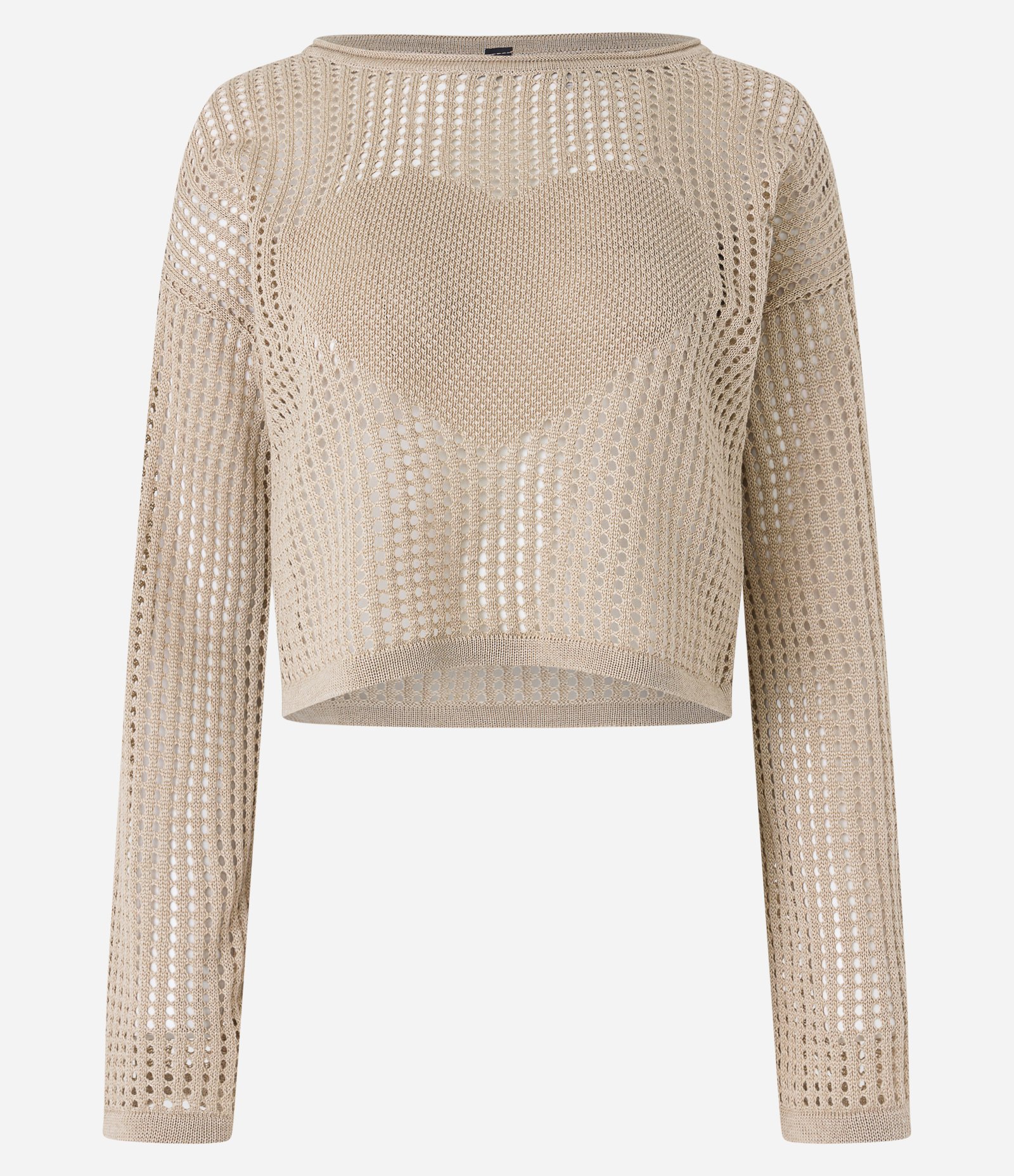 Blusa em Tricô com Ponto Aberto e Coração Frontal Bege 6