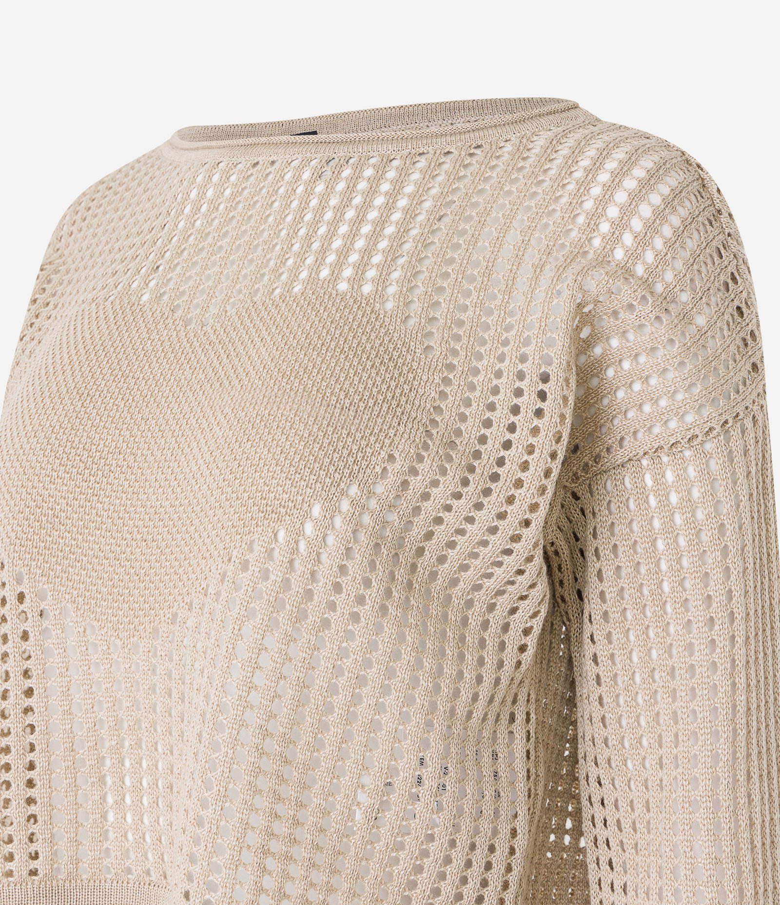 Blusa em Tricô com Ponto Aberto e Coração Frontal Bege 7