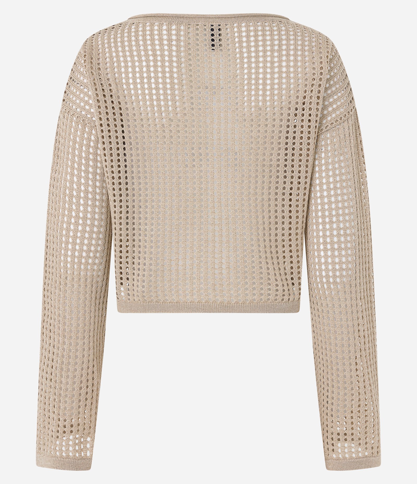 Blusa em Tricô com Ponto Aberto e Coração Frontal Bege 8