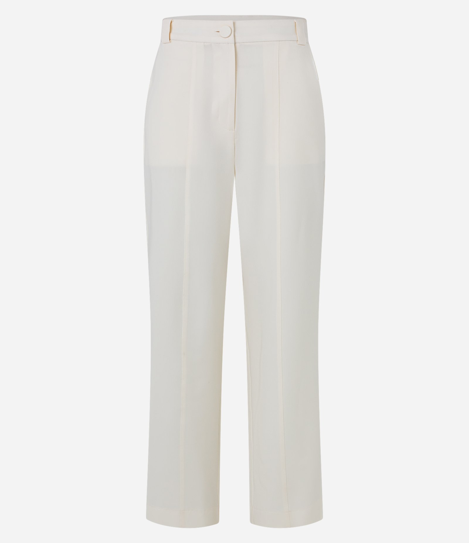 Calça Reta em Tricoline com Bolsos e Frisos Off White 5