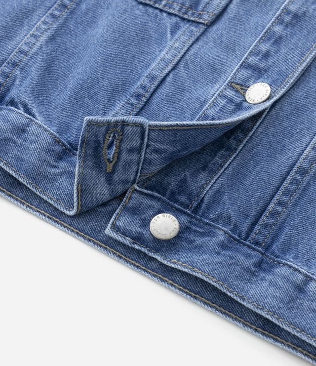 Jaqueta Jeans Infantil Curta com Estampa de Borboletas - Tam 5 a 14 anos Azul 3