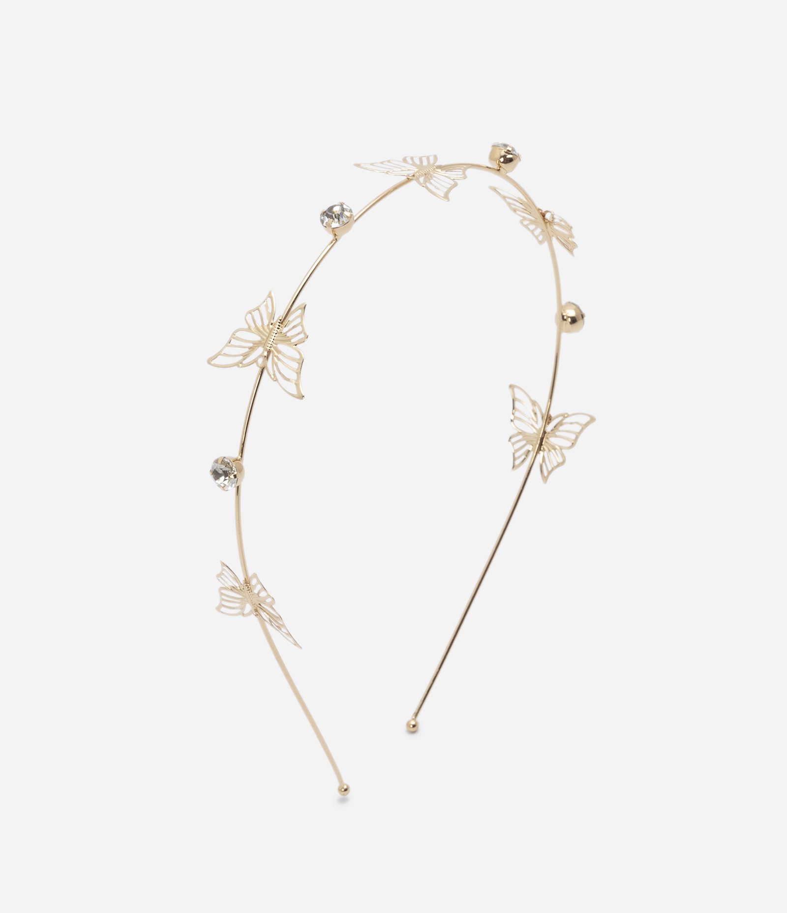 Kit com Tiara e Presilhas em Metal com Formato de Borboletas Dourado 3