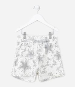 Short Clochard Infantil com Estampa de Estrelas Brilhosas - Tam 5 a 14 anos