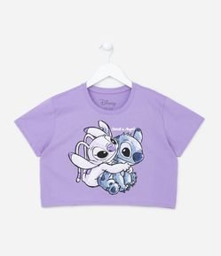Blusa T-shirt Infantil com Estampa Stitch e Angel - Tam 5 a 14 Anos