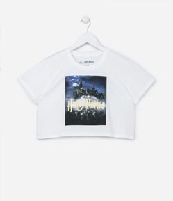 Camiseta Cropped Infantil com Estampa do Harry Potter - Tam 7 a 14 anos