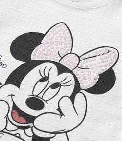 Camiseta Texturizada Infantil com Babados e Estampa da Minnie - Tam 1 a 6 anos