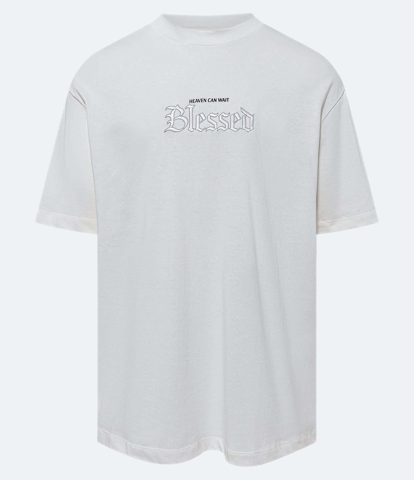 Camiseta Relaxed em Meia Malha com Bordado Blessed Off White 5