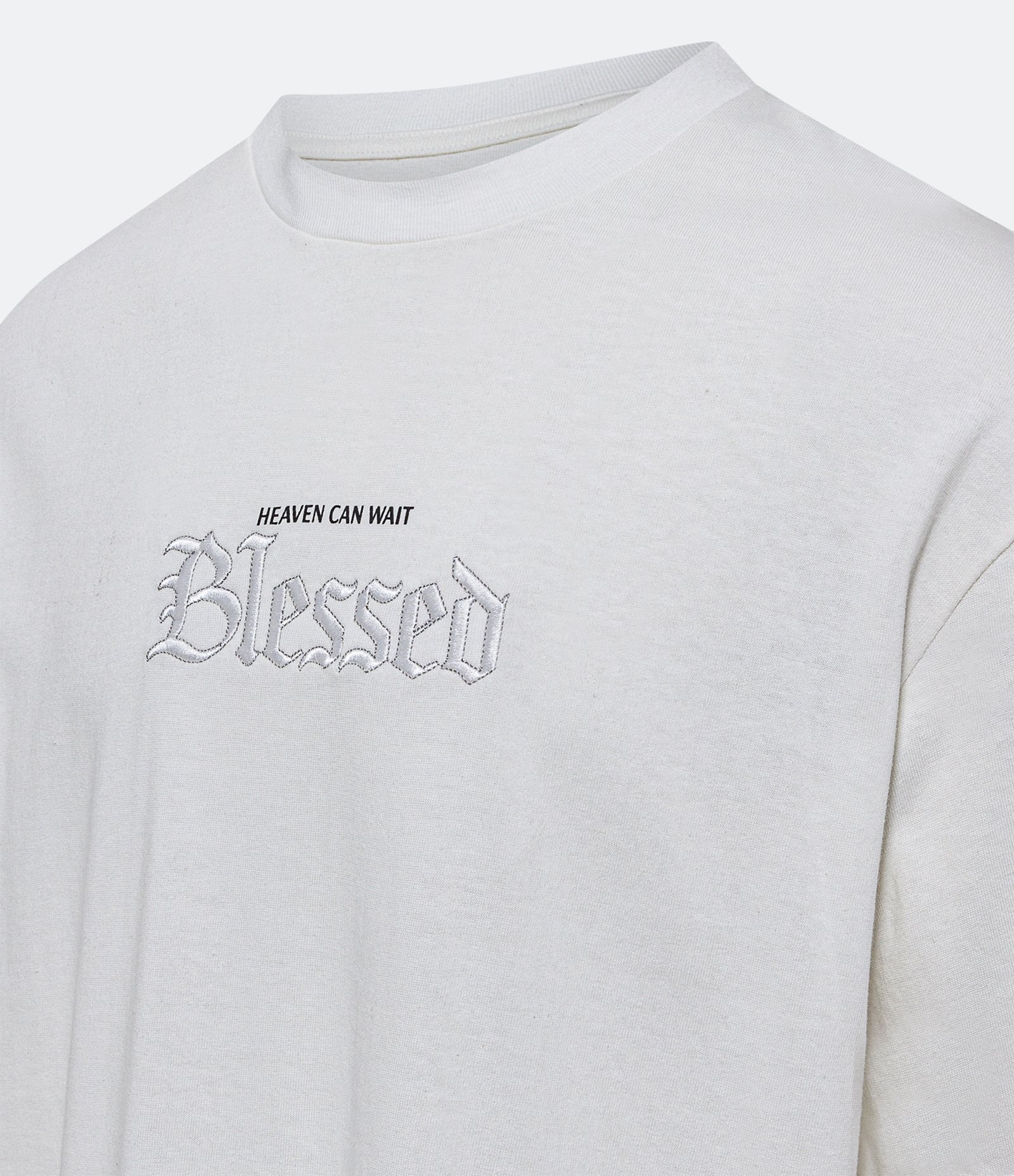 Camiseta Relaxed em Meia Malha com Bordado Blessed Off White 6