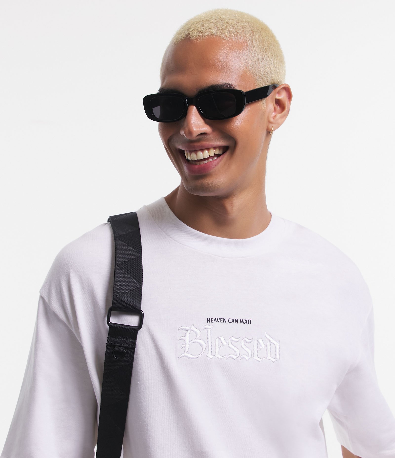 Camiseta Relaxed em Meia Malha com Bordado Blessed Off White 4