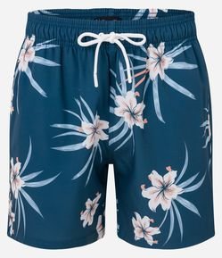 Bermuda em Microfibra com Cordão no Cós e Estampa Floral