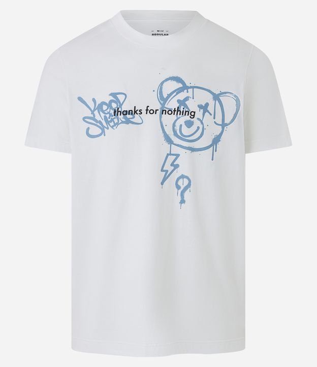 Camiseta Regular em Meia Malha com Estampa de Grafite e Lettering Off White 5