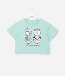 Blusa Cropped Infantil com Estampa Fun Food - Tam 5 a 14 Anos