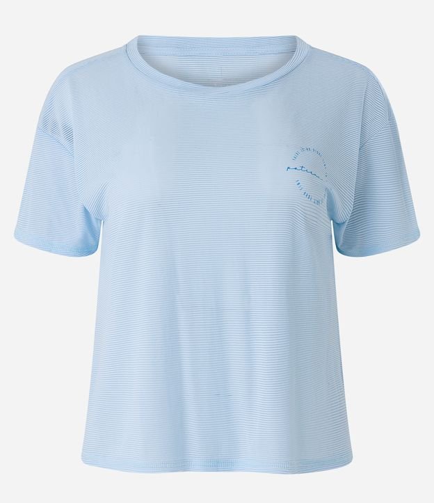 Camiseta Esportiva com Textura e Estampa Lettering Azul Claro 5