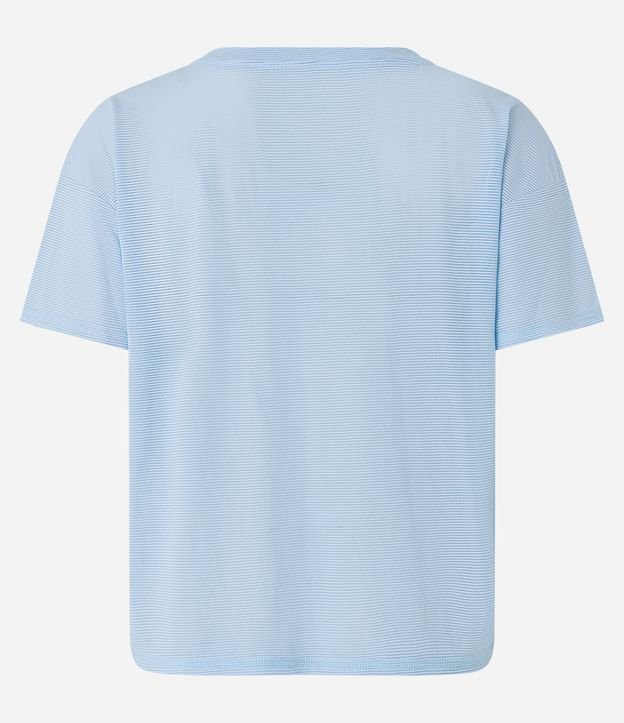 Camiseta Esportiva com Textura e Estampa Lettering Azul Claro 7