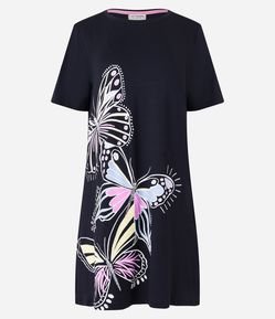 Camisola Curta em Viscolycra com Estampa Borboletas