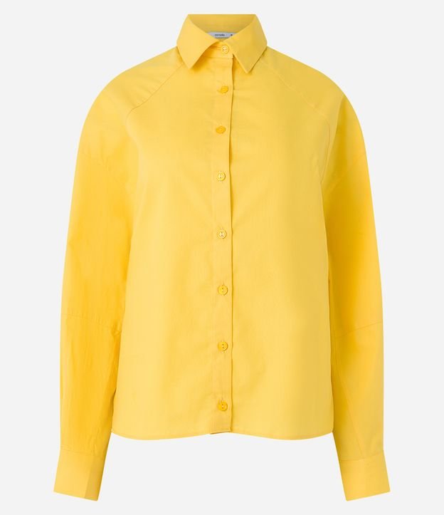 Camisa Oversized em Tricoline com Mangas Amplas Amarelo 6