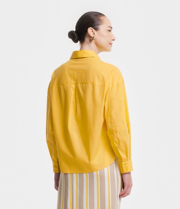 Camisa Oversized em Tricoline com Mangas Amplas Amarelo 5