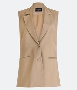 Colete Longo Alfaiatado com Obreira e Lapela no Decote