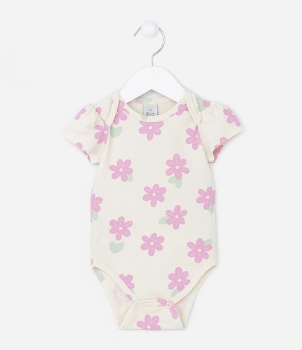 Body Infantil em Algodão com Estampa Floral - Tam 0 a 18 Meses