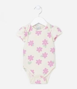 Body Infantil em Algodão com Estampa Floral - Tam 0 a 18 Meses