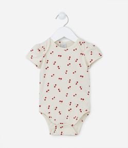 Body Infantil com Estampa de Cerejinhas - Tam 0 a 18 meses