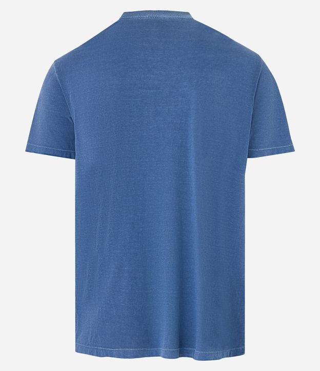 Camiseta Comfort em Meia Malha Estonada com Lettering Azul Médio 6
